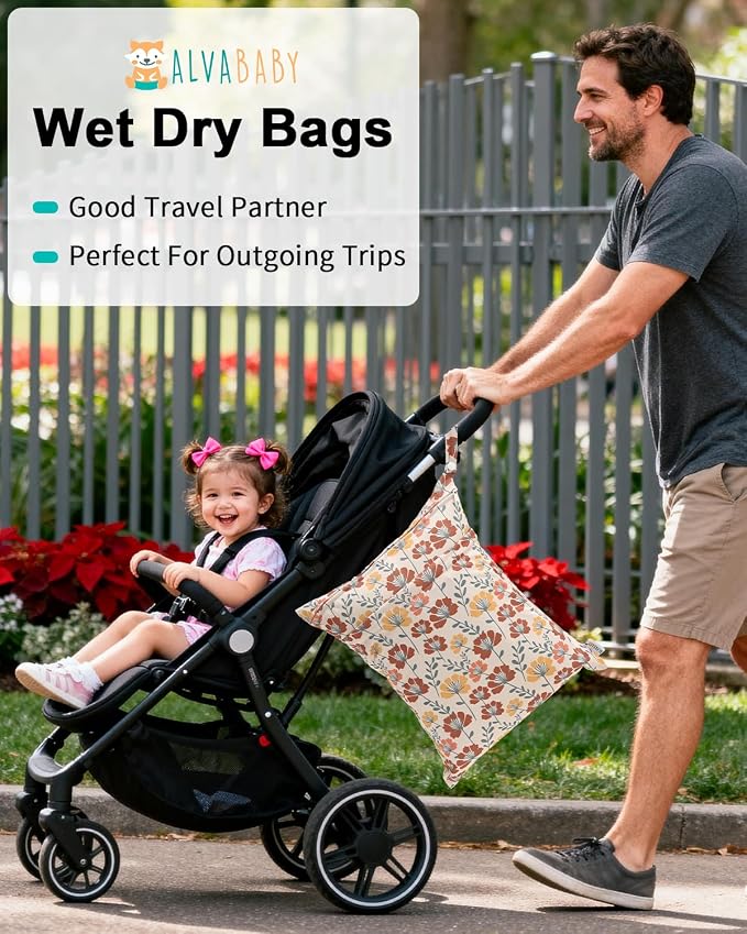 ALVABABY 3 pcs Cloth Diaper Wet Dry Bags Waterproof Reusable - Image 8