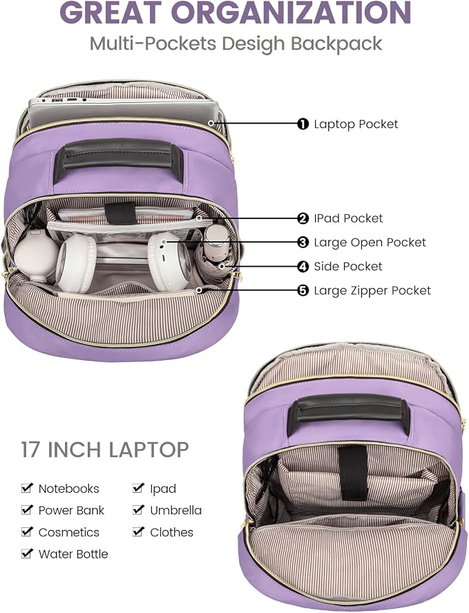 LOVEVOOK Laptop Backpack for Women, Travel Computer Work Bags - Image 3