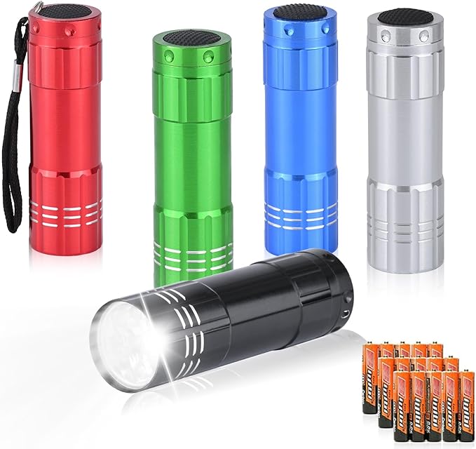 5 Pack of Flashlights 9 LED Mini Aluminum Flashlight Bulk by yikosam