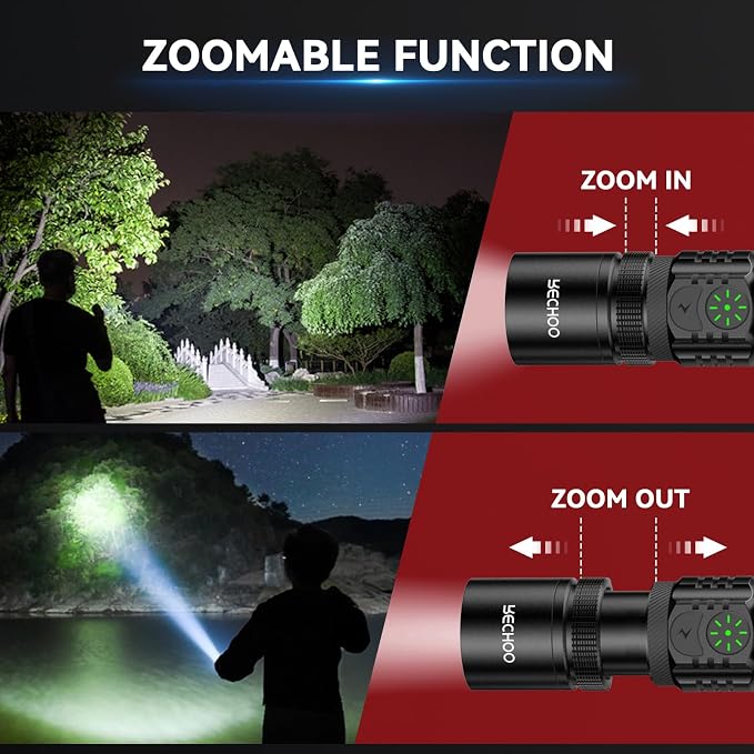 RECHOO Flashlight Rechargeable High Lumens, Dual Switch Rechargeable LED - Image 4