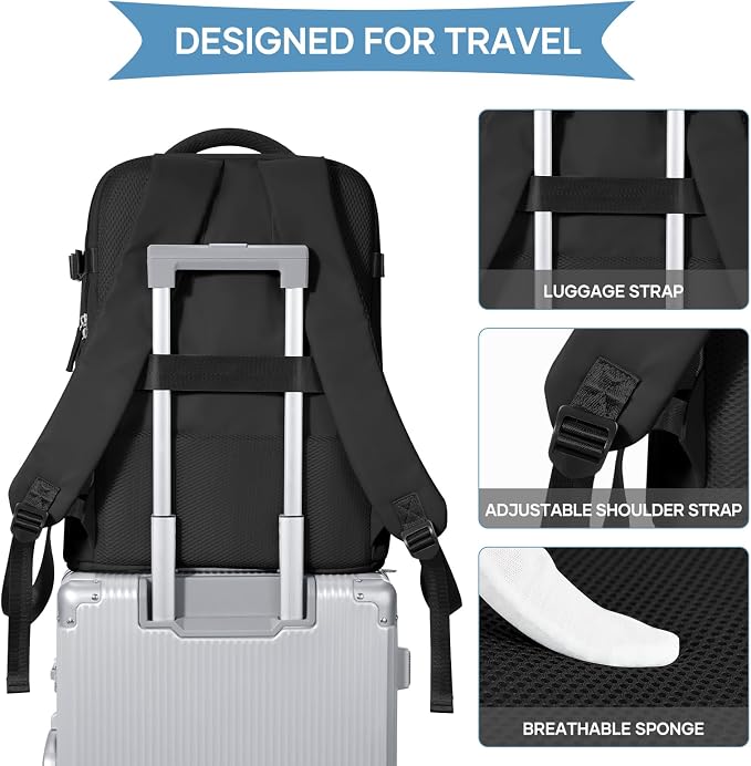 coowoz Large Travel Backpack For Women Men, Carry On Backpack Flight Approved - Image 6