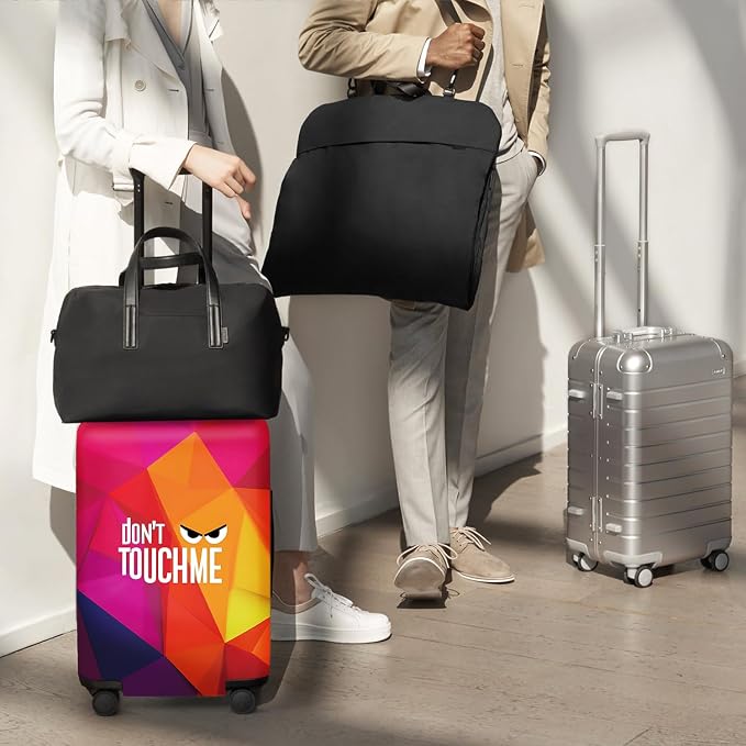 Don't Touch Me Funny Travel Luggage Cover-Neon Geometric Stretchable Airplane - Image 8