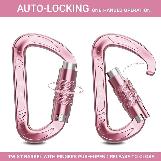 3inch Auto Locking Carabiner Clips Heavy Duty, 12KN /2697lbs Lightweight - Image 3