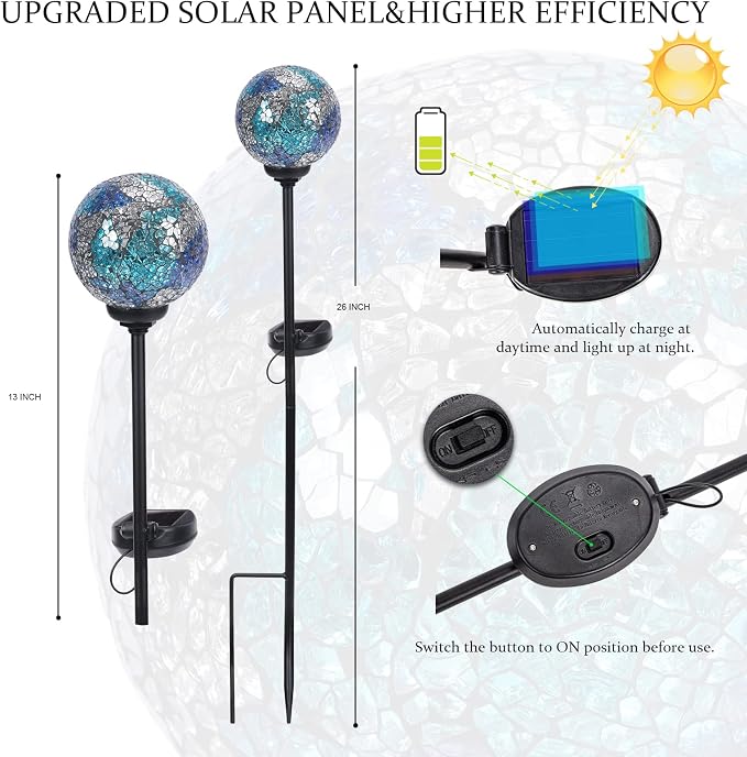 VCUTEKA Mosaic Solar Light, Solar Garden Decorative Lights Outdoor Waterproof - Image 7