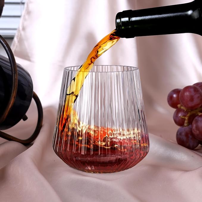Lueumxc 40 Pack Plastic Ribbed Wine Glasses, 14Oz Origami Disposable Wine - Image 4