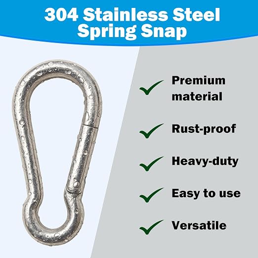 304 Stainless Steel Carabiners -4 inch Heavy Duty, Durable & Rust-Free Clips - Image 2