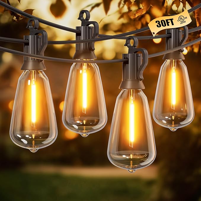 Brightown Outdoor String Lights, 30FT 11+1 LED ST38 LED Patio Lights by Brightown