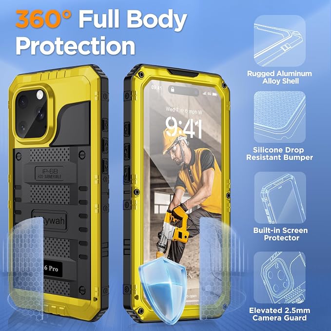 Mitywah Waterproof Case for iPhone 16 Pro, Shockproof Heavy Duty Case - Image 5
