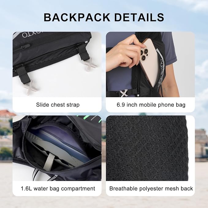 INOXTO Running Hydration Vest Backpack, Lightweight Insulated Pack - Image 6