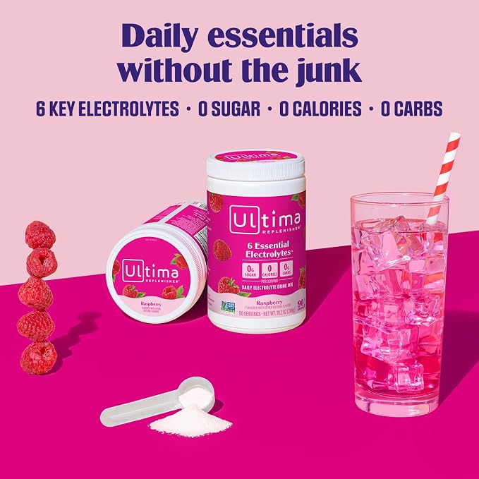 Ultima Replenisher Daily Electrolyte Powder Drink Mix – Sugar Free – Raspberry - Image 2