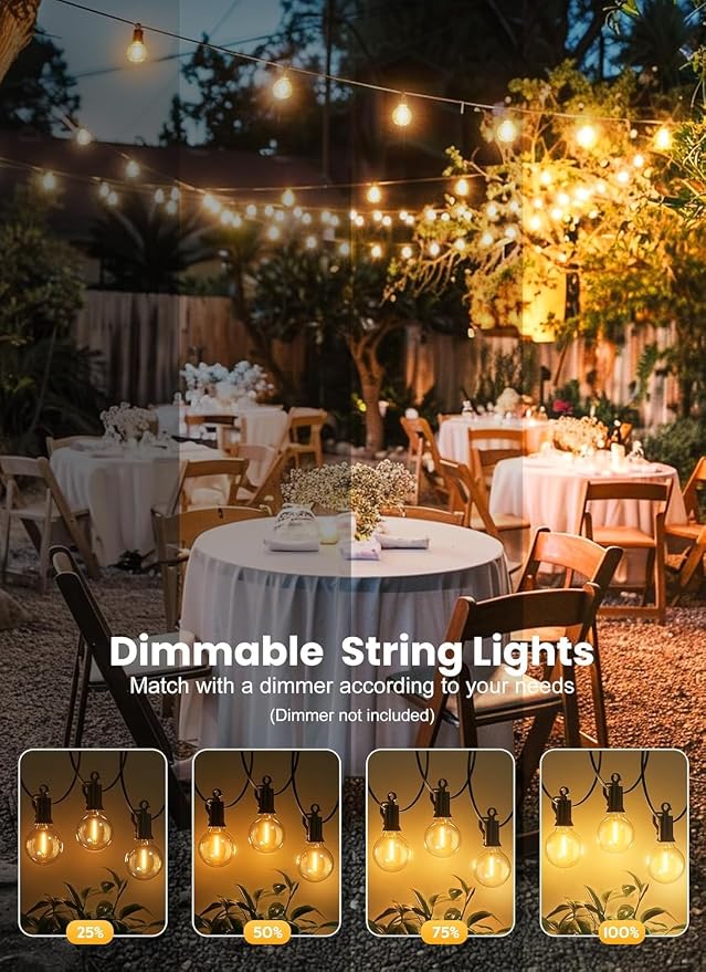 Brightown Outdoor String Lights, 55FT 25 G40 Bulbs Shatterproof IP65 Patio - Image 8