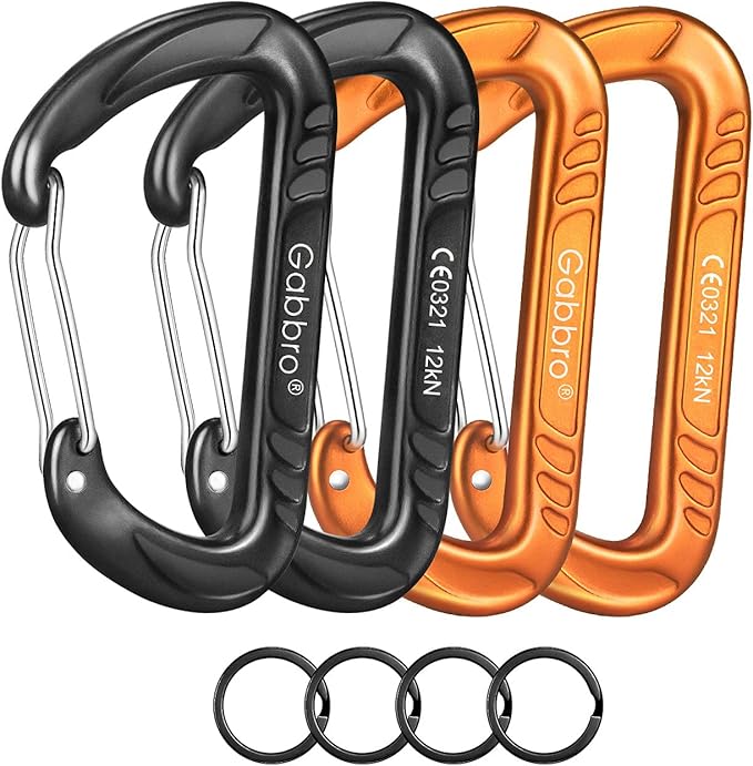 Gabbro Carabiner Clips Heavy Duty 12kN, Wiregate Aluminum Lightweight Caribeener by Gabbro