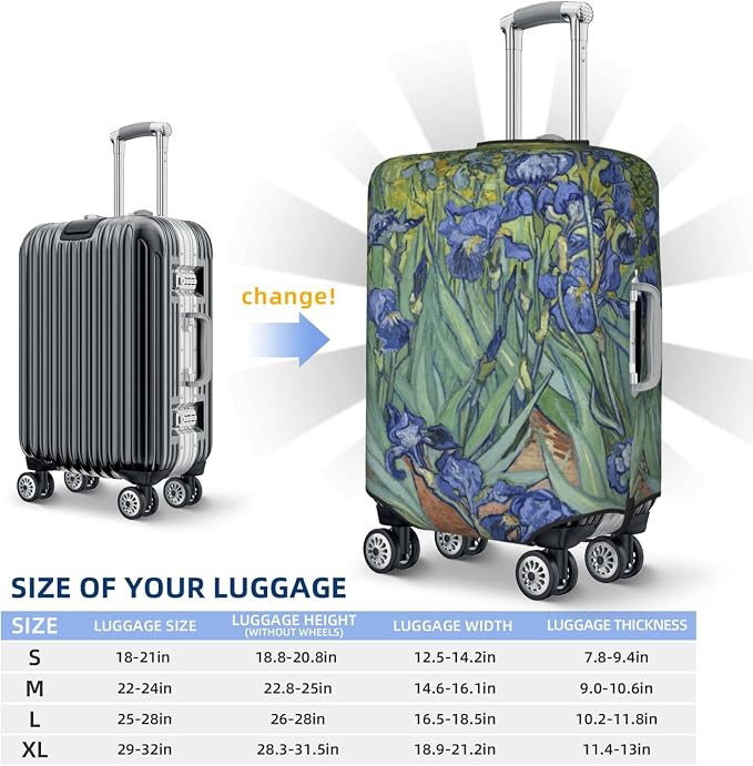 Van Gogh Irises Flower Luggage Cover, Elastic Suitcase Protector - Image 6