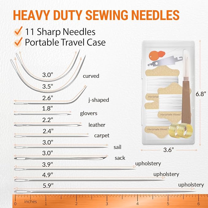 VONEEDL Upholstery Repair Kit: Waxed Sewing Thread & Heavy Duty Needles - Image 4