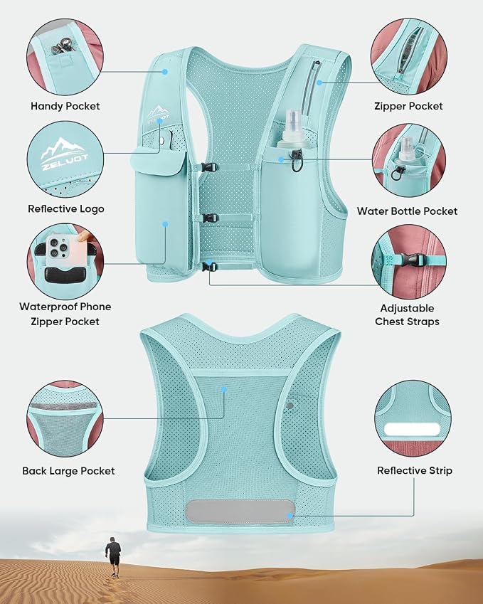 Zelvot Running Vest for Women Men, USA Original Patent, Adjustable Chest Straps - Image 5