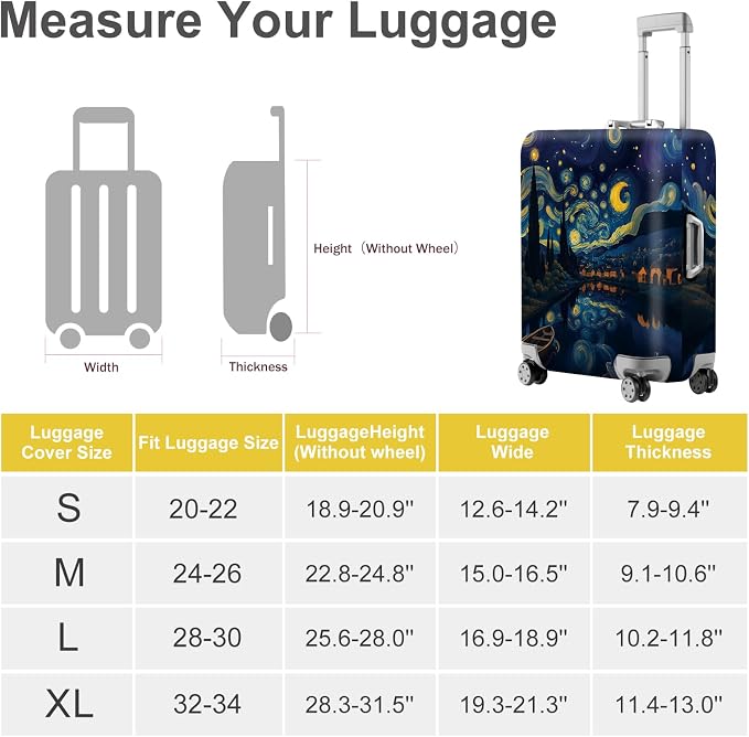 ANNA QUEEN Starry Night Art Luggage Cover, Van Gogh Inspired Suitcase Protector - Image 5