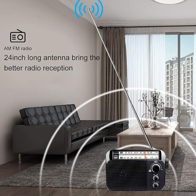 Retekess TR604 AM FM Radio, Portable Radio Plug in Wall, D Battery Operated - Image 2
