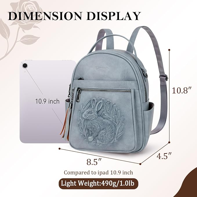 Mini Backpack Purse for Women, Embossed Leather Small Backpack Fashion Travel - Image 3
