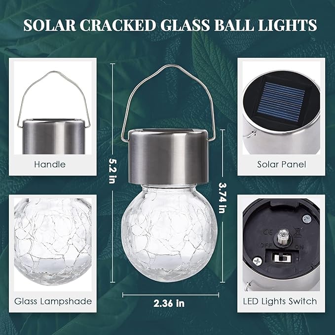 SOLPEX 12 Pack Hanging Solar Lights Outdoor, Solar Outdoor Lights Decorative - Image 7