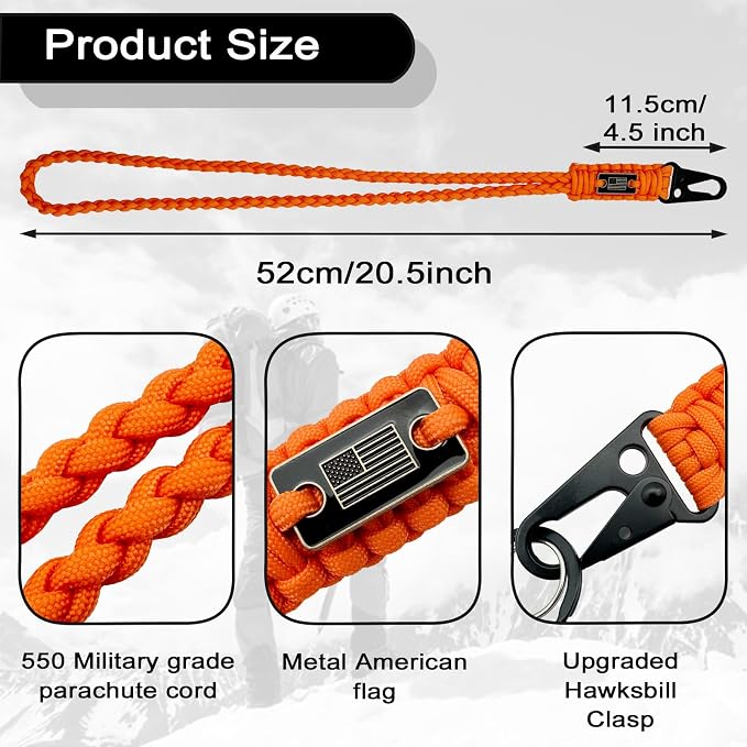 DDOUT Heavy Duty Paracord Lanyard 550 Paracord Braided Keychain - Image 2