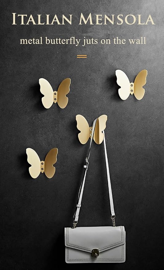 Z metnal Wall Hooks Decorative, Small Modern Gold Brass Hook, Butterfly Bath - Image 5