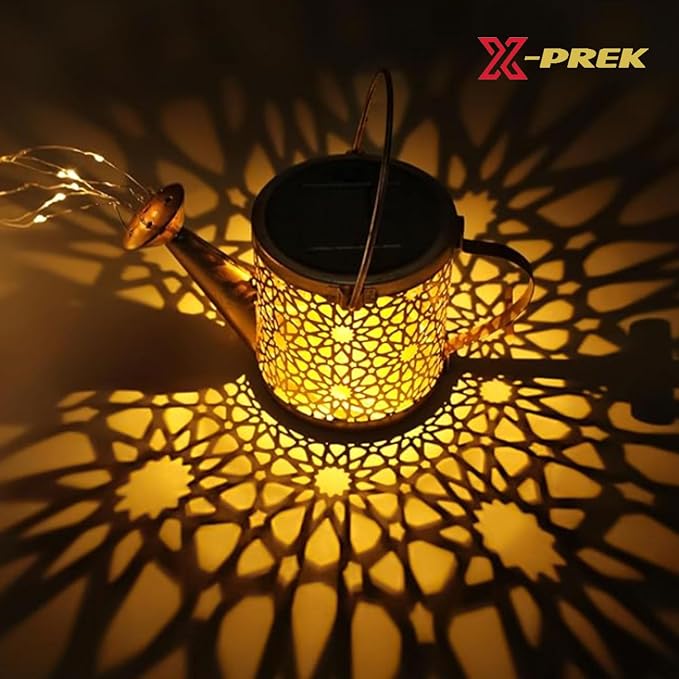 X-PREK Solar Garden Lights Outdoor Lanterns Decoration, Metal Solar Watering - Image 2