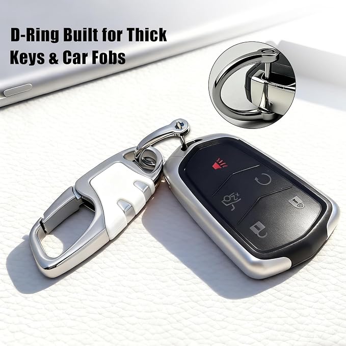 Keychain with Carabiner Clip, 4 Heavy Duty Key Rings and D Ring - Image 2