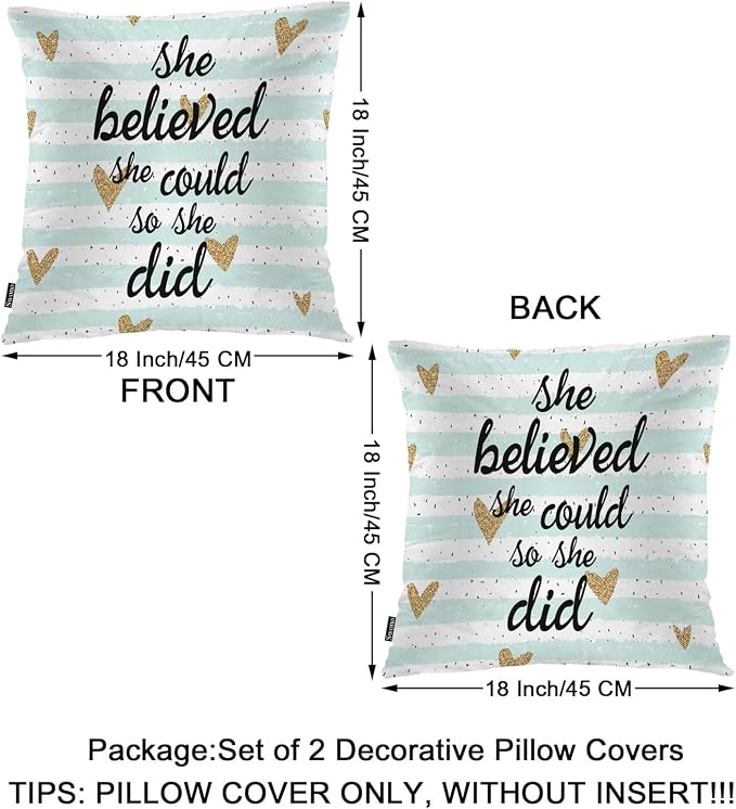 Swono Motivational Quote Pack of 2 Decorative Throw Pillow Covers Cushion Covers - Image 6