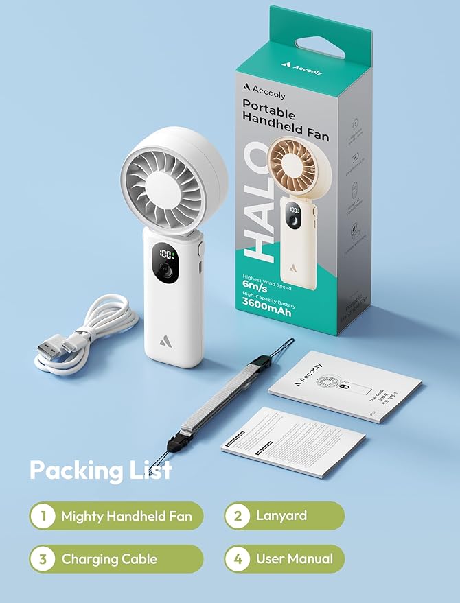 Aecooly Mighty Portable Handheld Fan | 20H Max Cooling Time | 3 Flexible Modes - Image 9