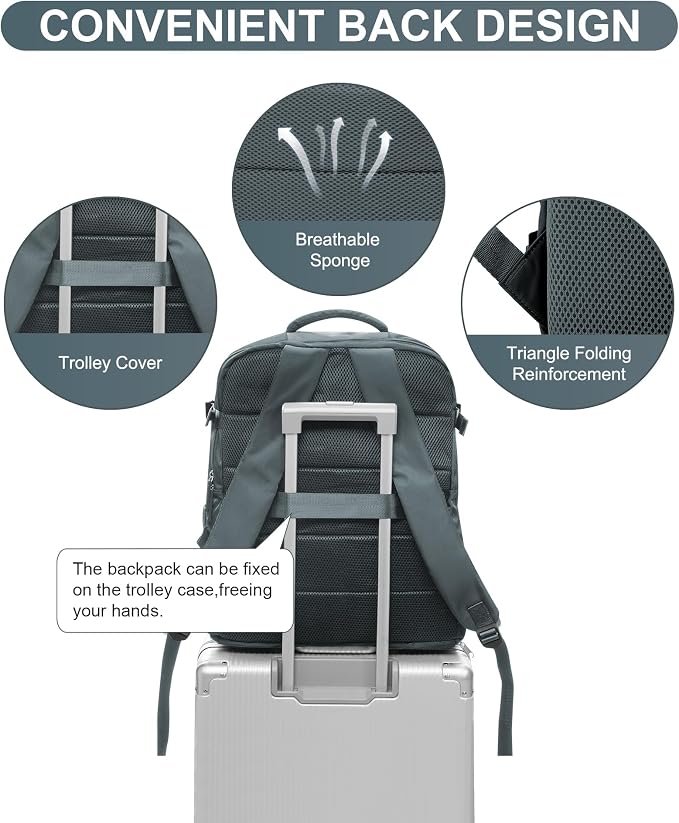 WONHOX Large Travel Backpack Carry on Flight Approved Laptop Work Business - Image 5