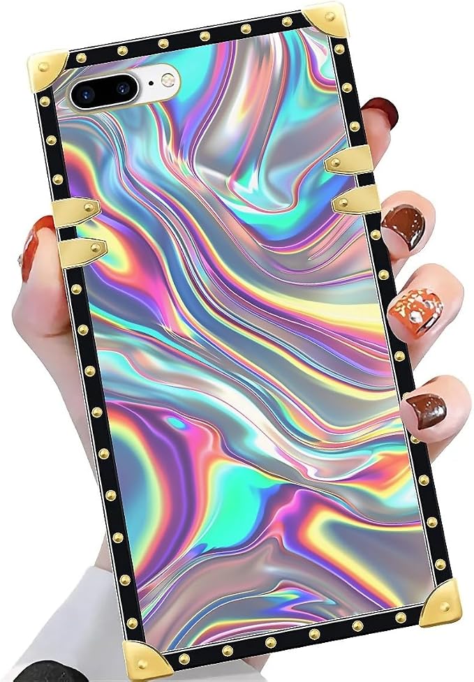 Compatible with iPhone 8 7 SE Case, Holographic Abstract Iridescent Textures - Image 3
