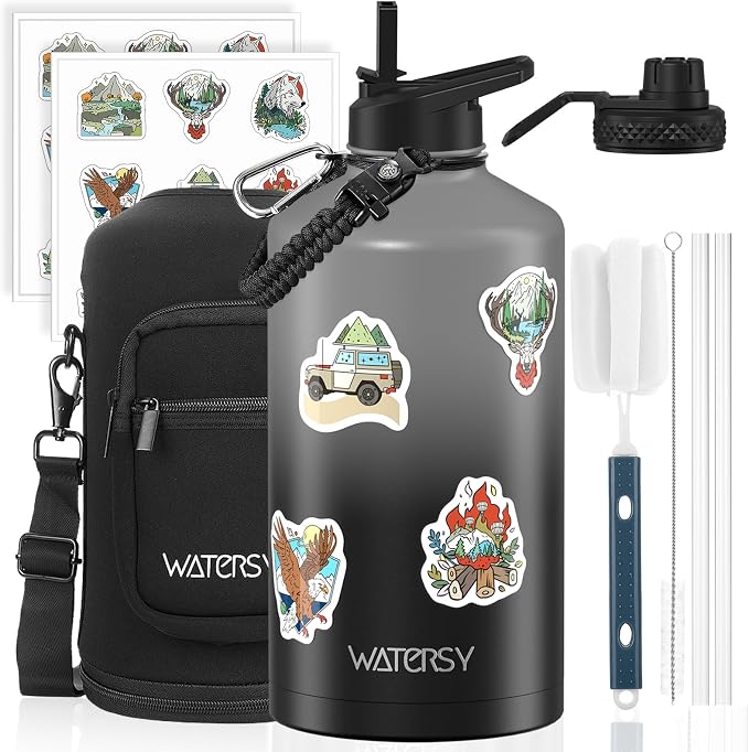 1 Gallon Water Bottle Insulated, BPA Free&Leak Proof, 128oz Stainless Steel by Watersy