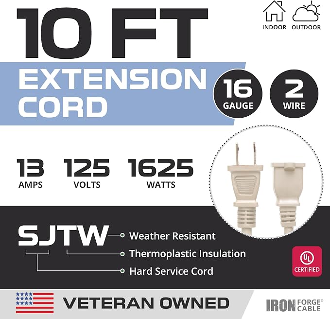 Iron Forge Cable 2 Prong Extension Cord 10 ft - Image 2