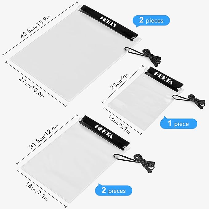 HEETA 5-Pack Clear Waterproof Dry Bag Pouch, Water Tight Cases Dry Bags - Image 4