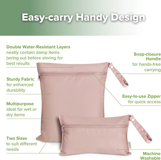 haakaa Waterproof Wet Bags for Baby Wet Dry Bags for Cloth Diaper, Swimsuit & - Image 5