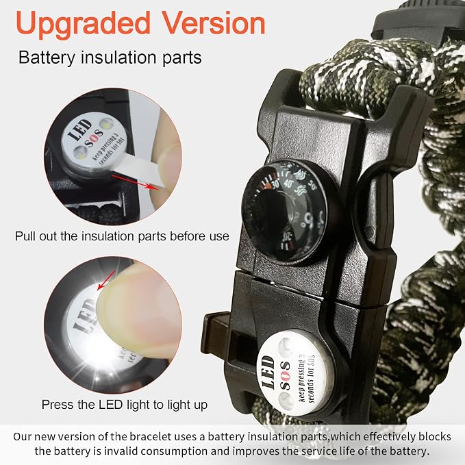 20 in 1 Survival Paracord Bracelet Adjustable Gear Kit - Image 3