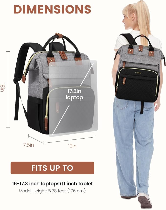 LOVEVOOK Laptop Backpack for Women, 17.3'' Waterproof Nurse Bag Teacher Work - Image 4