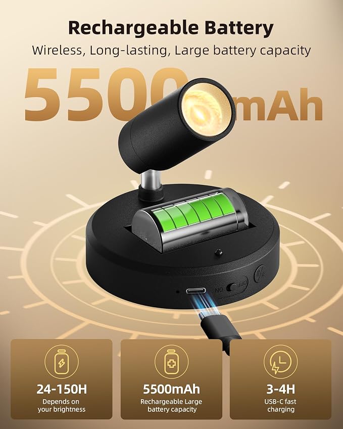EZVALO Spotlights Indoor with Remote, 5500mAh Rechargeable Picture Lights - Image 2