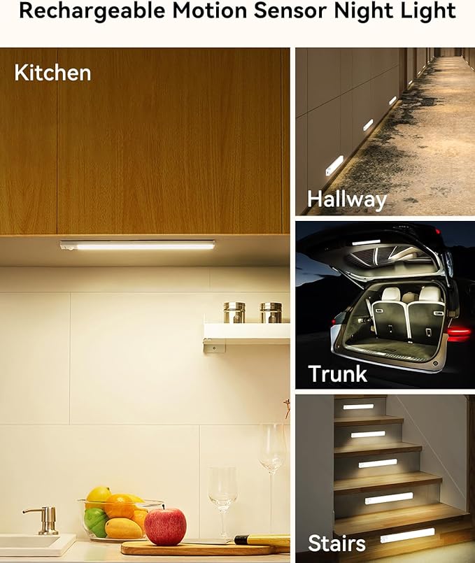 Under Cabinet Lighting Wireless, 3 Packs Rechargeable Motion Sensor Light - Image 5