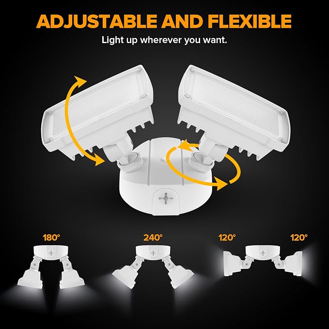 LUTEC 32W 3500LM Integrated Dual-Head LED Flood Light Outdoor, Switch - Image 4
