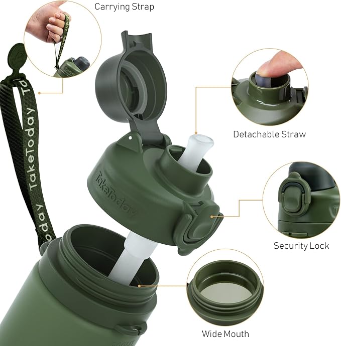 TakeToday Collapsible Water Bottles 21oz, Foldable Platinum Silicone Travel - Image 6