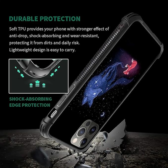 for iPhone 11 Pro Case, Galaxy Fox Wolf Pattern Graphic Design Girl Boy Soft - Image 7