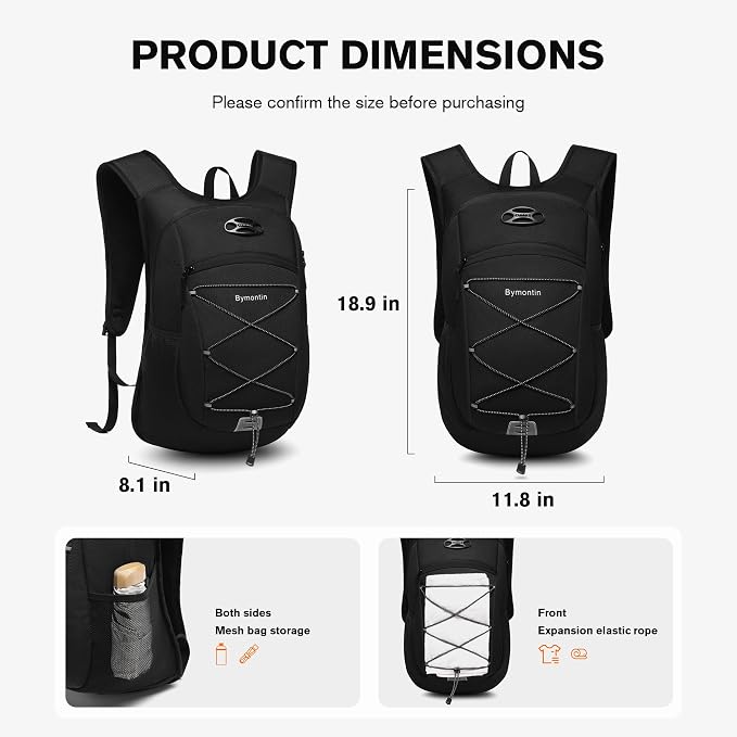 Ultra-Light Soft Daypack 15L/20L, Cushioned Breathable Back Panel Backpack - Image 5