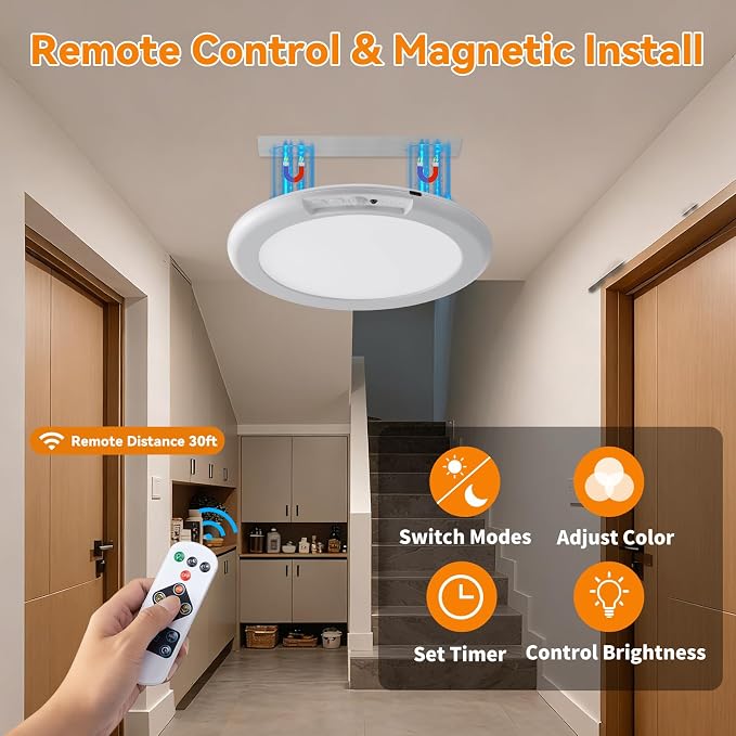 KYEKIO Rechargeable Ceiling Light 2Pack, 3 Color Magnetic Shower Lights - Image 3