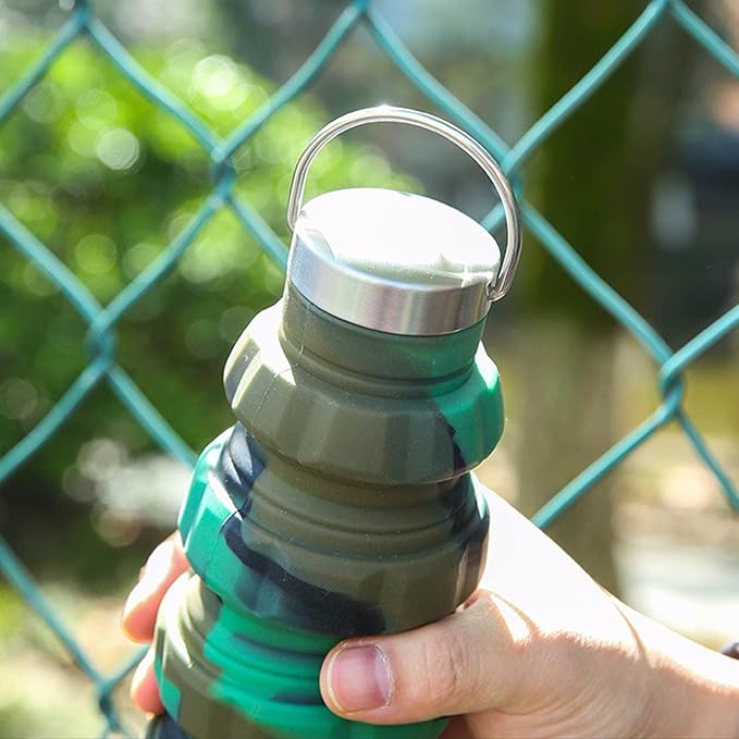 500ml Collapsible Water Bottles Silicone Motivational Bottle - Image 5