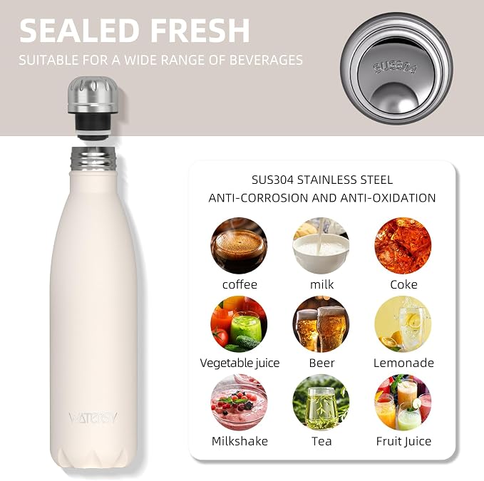 WATERSY Stainless Steel water bottles, 17oz/500ml Insulated Water Bottles - Image 8