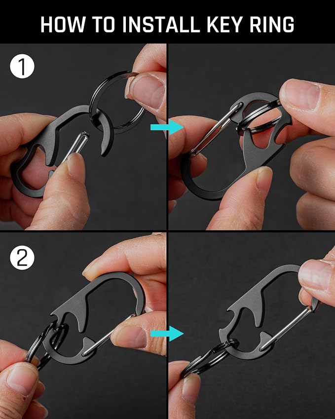 TISUR Titanium Carabiner Keychain Clip, Anti-Lost Key Ring Holder, Self-Locking - Image 3