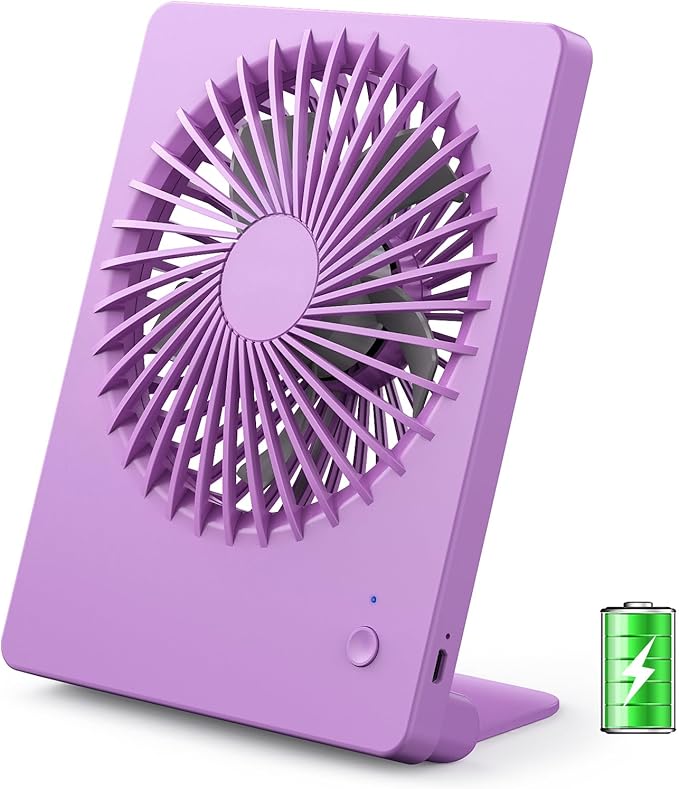 Zuvas Desk Fan Battery Operated Fan Rechargeable 180°Tilt Folding Personal Fan by Zuvas