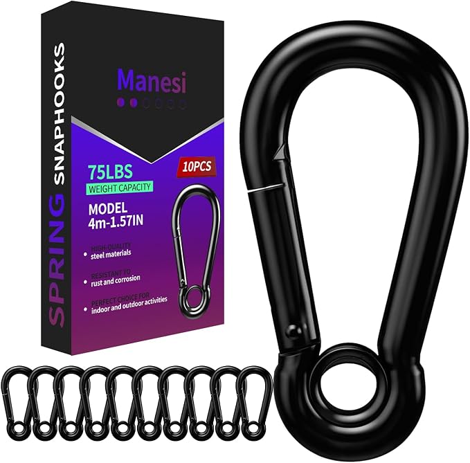 Spring Snap Hooks, Heavy Duty Rope Connector, Quick Link Carabiners Spring Snap by Manesi