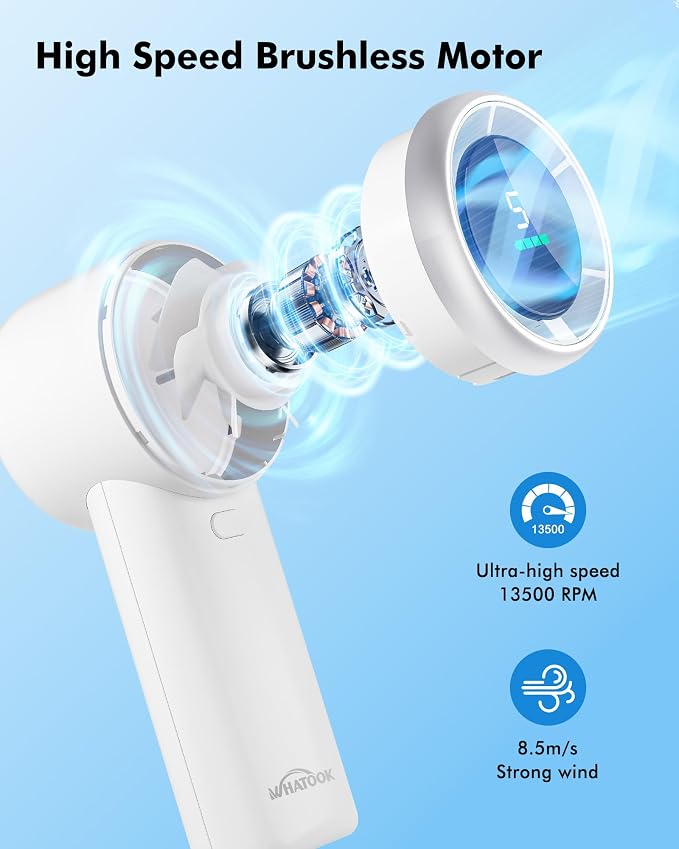 WHATOOK Portable Handheld Mini Fan: High Speed Cooling Fan, 10 Hours Battery - Image 3